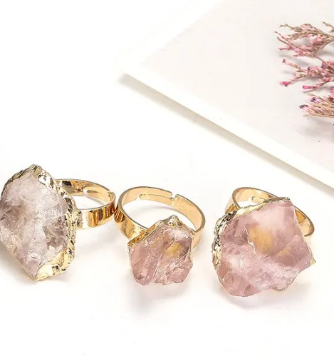 Natural Crystal Plating Rough Stone Ring