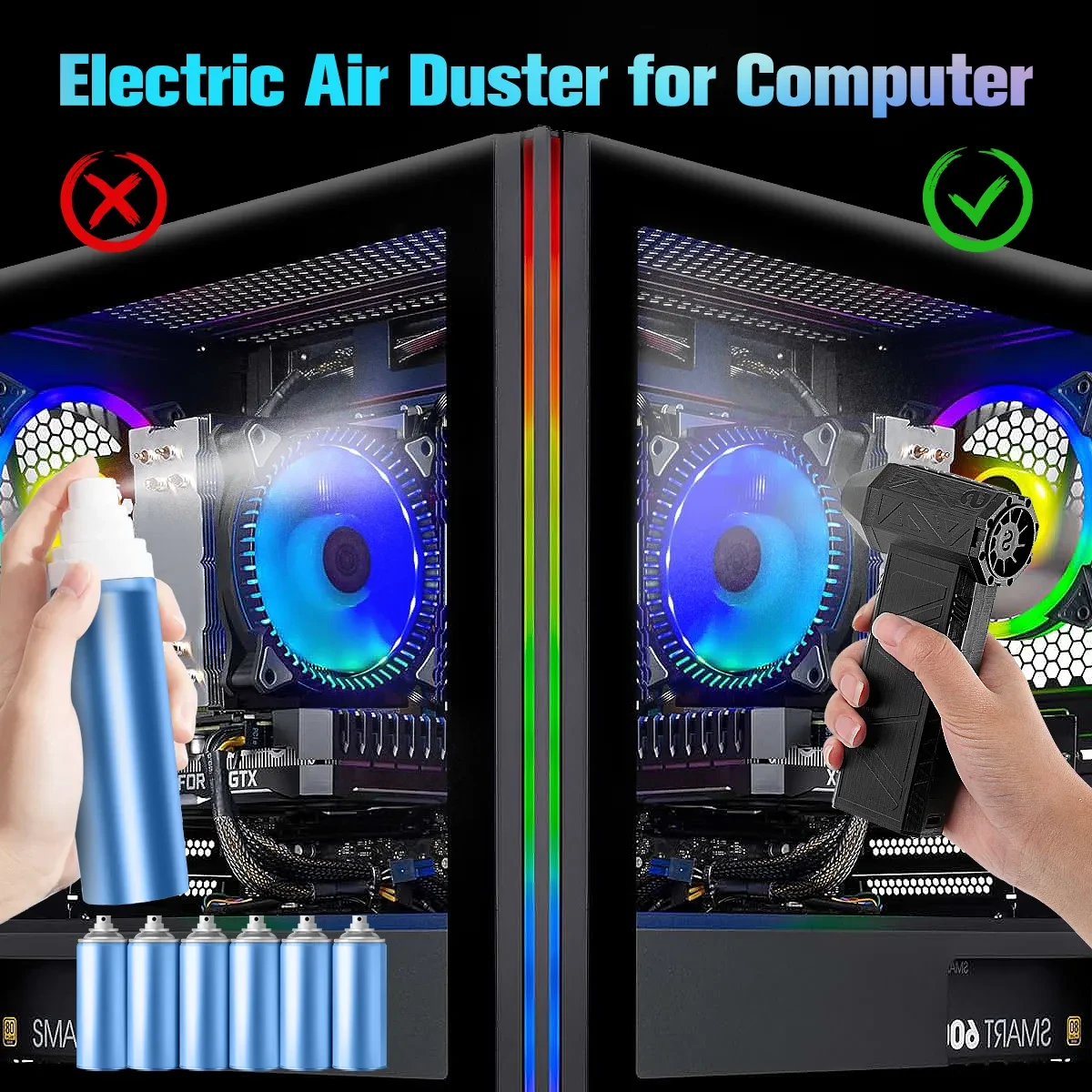 Electric Air Duster Cordless Keyboard Dust Cleaner With 8000mAh Large Battery,130000RPM Jet Dry Blower Adjustable Compressed Air Duster For Computer Ideal For Car,Indoor,Outdoor,Home