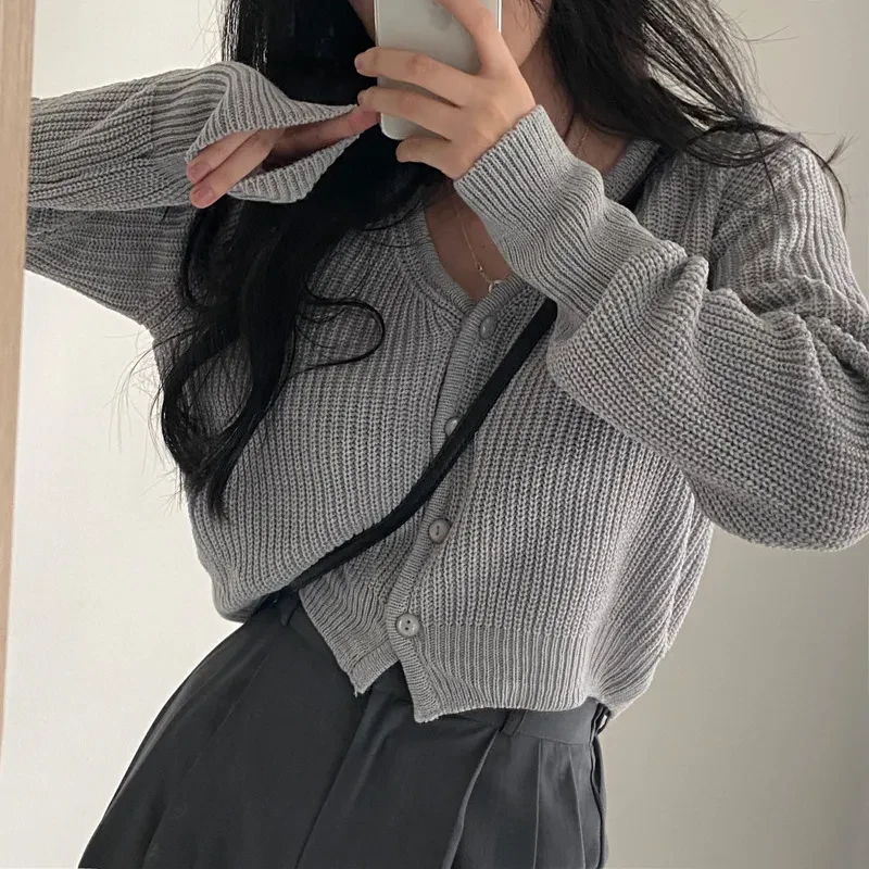 Fashion French Style Cropped Sweater Coat Women