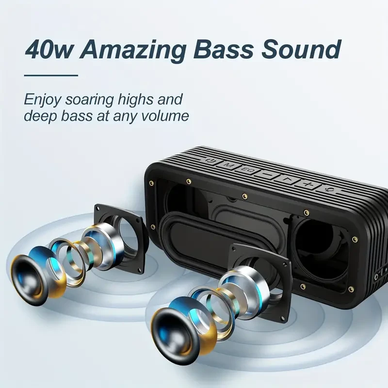 BOGASING M4 Portable Speaker - 40W Sound, Deep Bass, Wireless Pairing