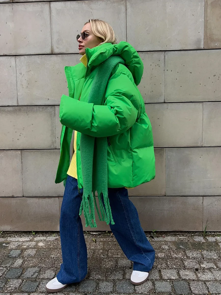 Fashion Coat With Removable Hood Cotton Jacket Winter Warm Windproof Loose Cotton Jacket Loose Parka Outerwear Clothing