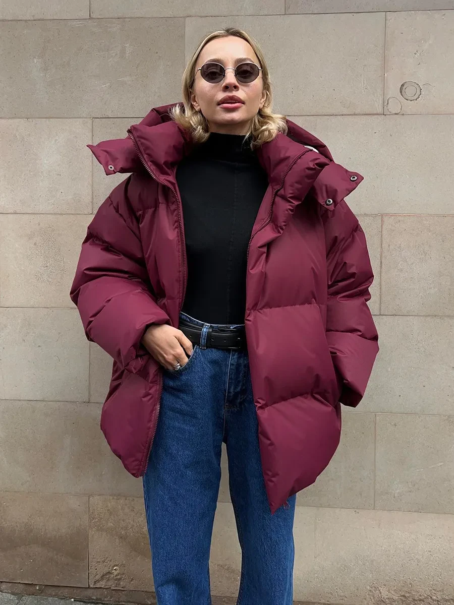 Fashion Coat With Removable Hood Cotton Jacket Winter Warm Windproof Loose Cotton Jacket Loose Parka Outerwear Clothing