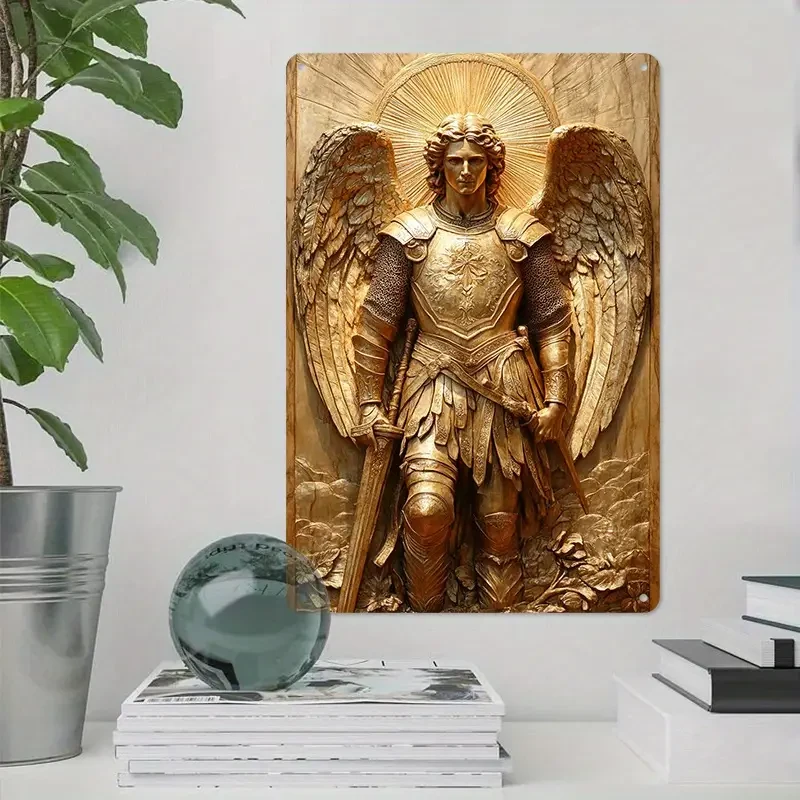 Golden Archangel Michael Aluminum Wall Art