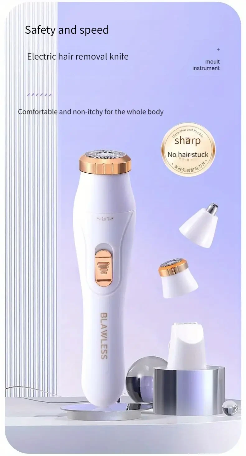 3-in-1 Deluxe Hair Removal Kit for Women - Rechargeable Electric Shaver for Facial, Nose, and Full-Body Epilation - Perfect Gift for Ladies with Smooth Skin Concerns