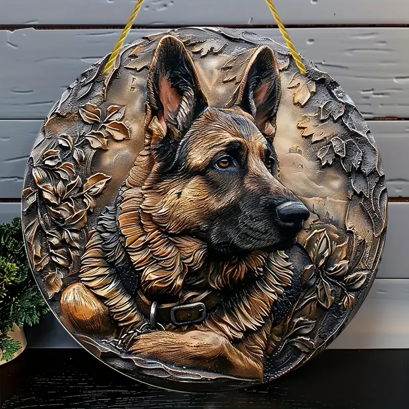 Contemporary German Shepherd Decorative Metal Aluminum Sign