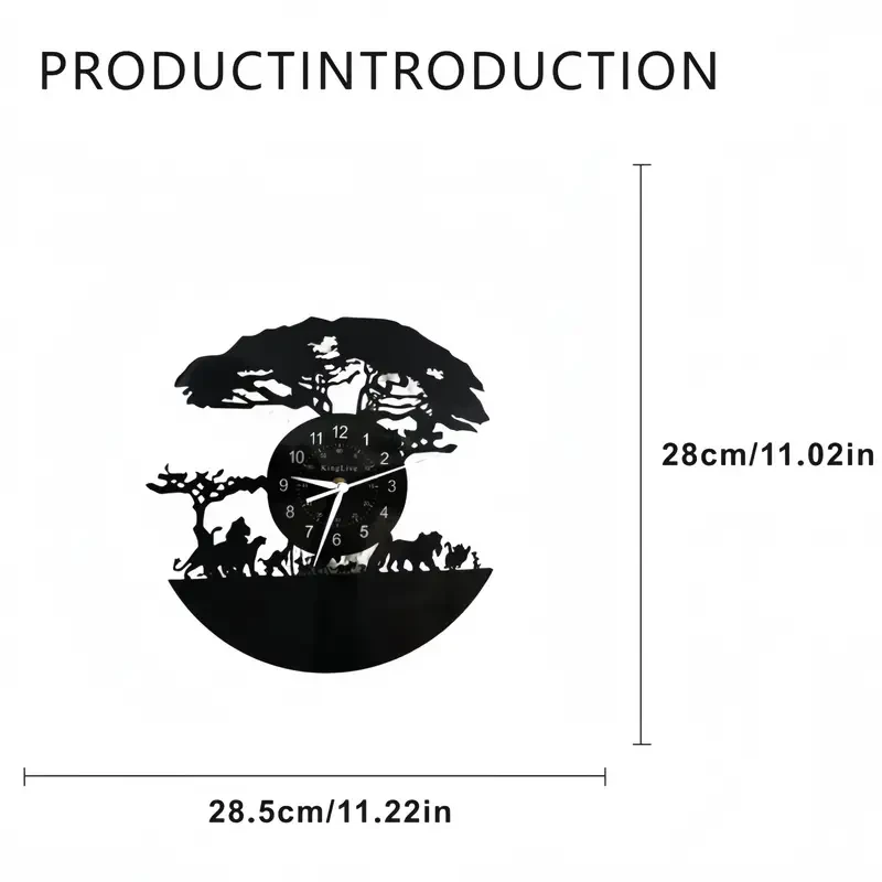 Animal Silhouette Vinyl Wall Clock with Glowing Backlight