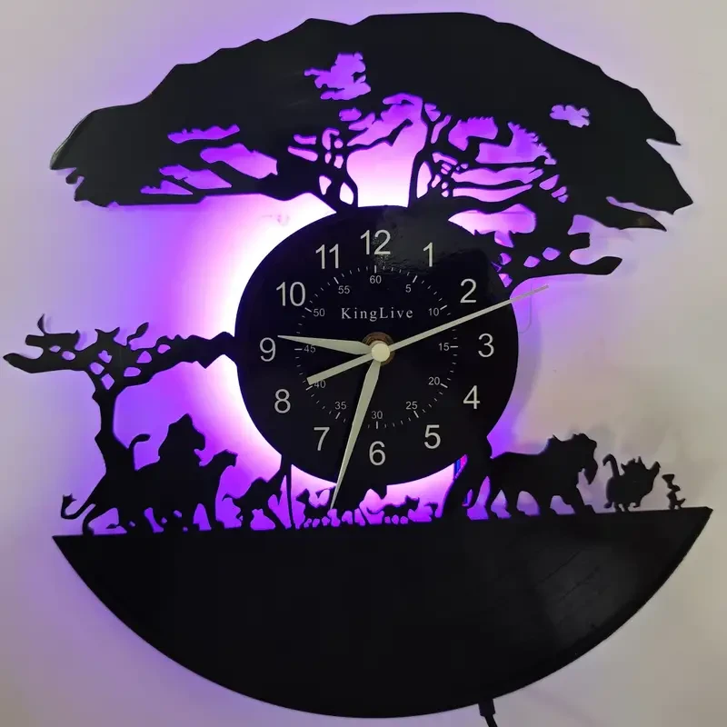 Animal Silhouette Vinyl Wall Clock with Glowing Backlight