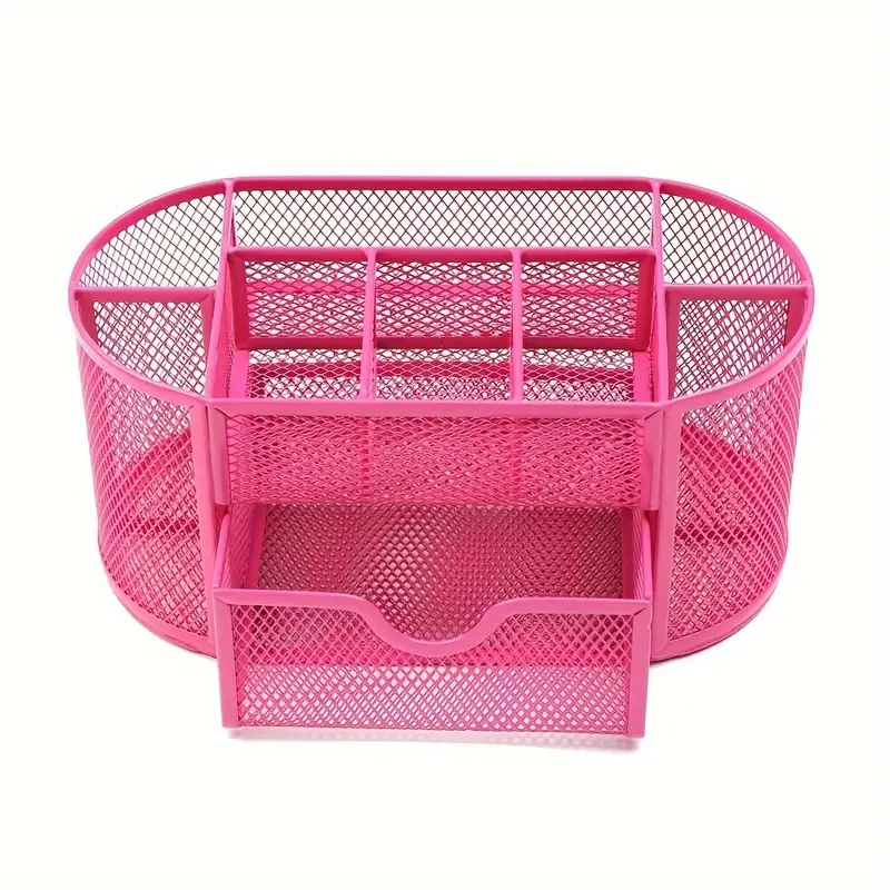 Pen Holder Mesh Desk Tidy Desktop Stationery Organizer with Drawer