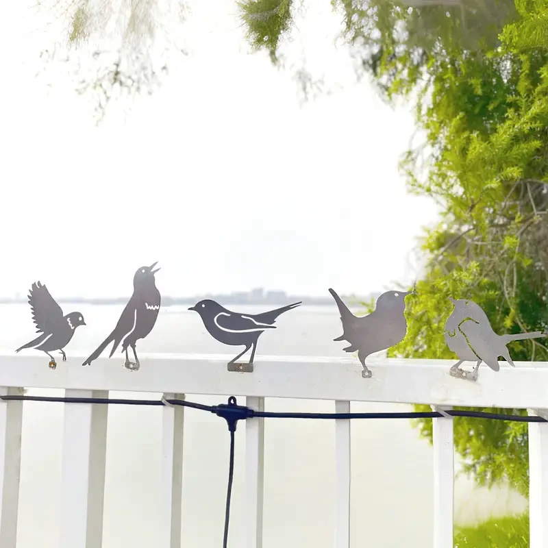 5pcs Rusty Metal Birds Set  Outdoor Garden & Yard Decor