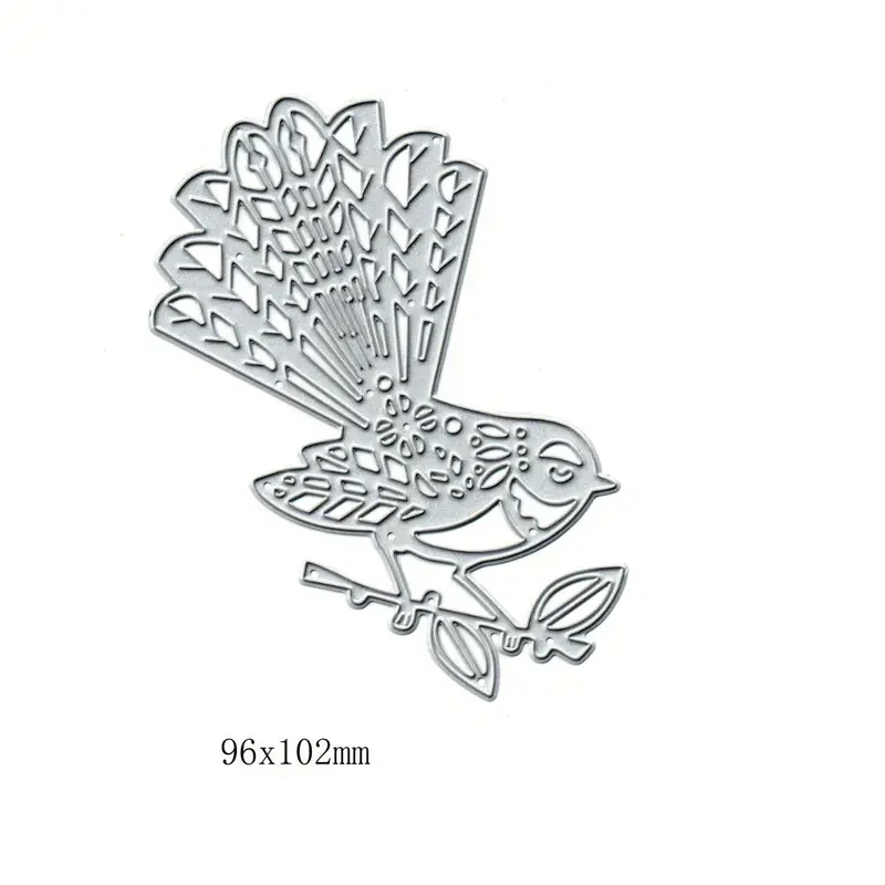 Silvery Carbon Steel Bird & Floral Cutting Dies 10.16x9.4cm Embossing Stencil Set