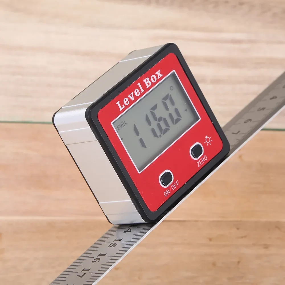 Red Precision Digital Double Key Inclinometer Mini Protractor Goniometer