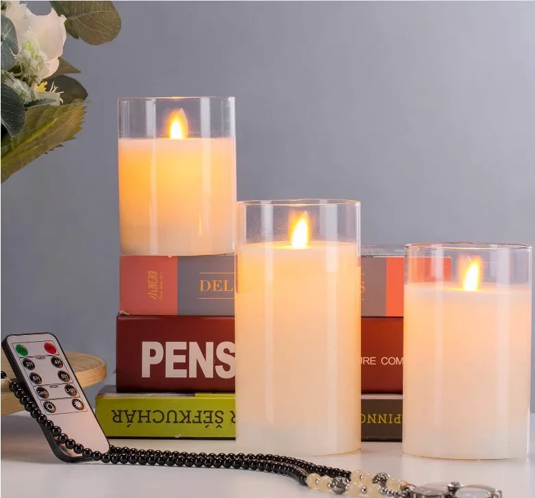 Candle Light Simulation LED Electronic Candle Light Decorative Glass Shade Light