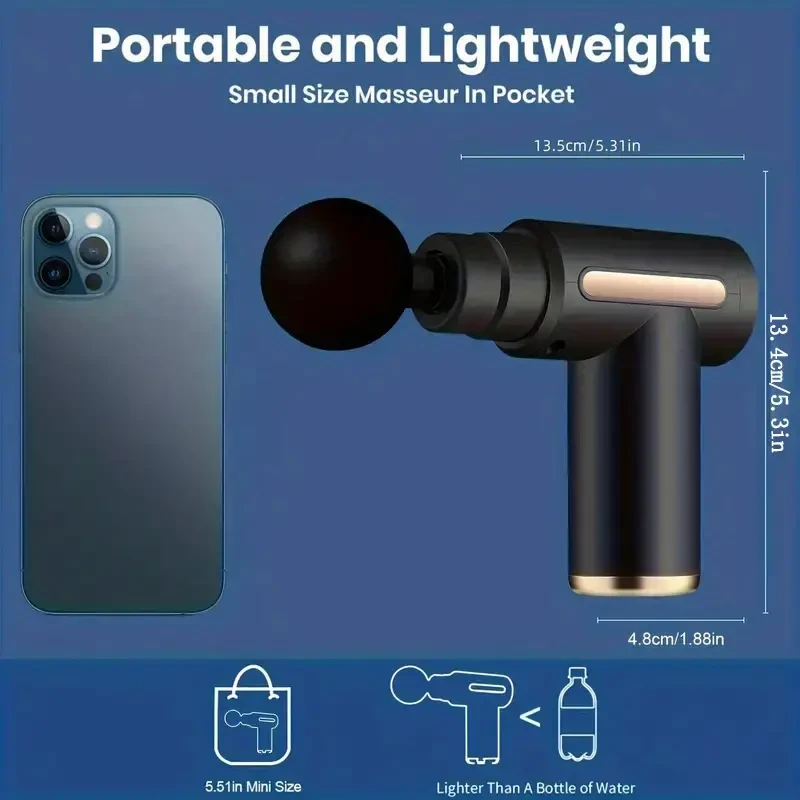 1pc Massage Gun, Deep Tissue Muscle Handheld Impact Massager, Suitable For Body, Back, And Neck Massage Relaxation, Ultra Compact And Elegant Design, High Torque Power Supply, Father's Day Gift For Dad