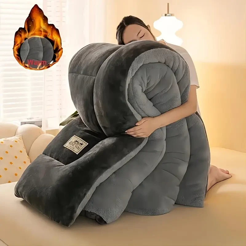 1pc Luxury Plush Comforter - Soft, Anti-Static, Extra Thick, Multi-Needle Quilting, Lightweight Yet Warm, Contemporary Style Autumn-Winter Bedding for Cozy Sleep - Perfect for Cold Weather