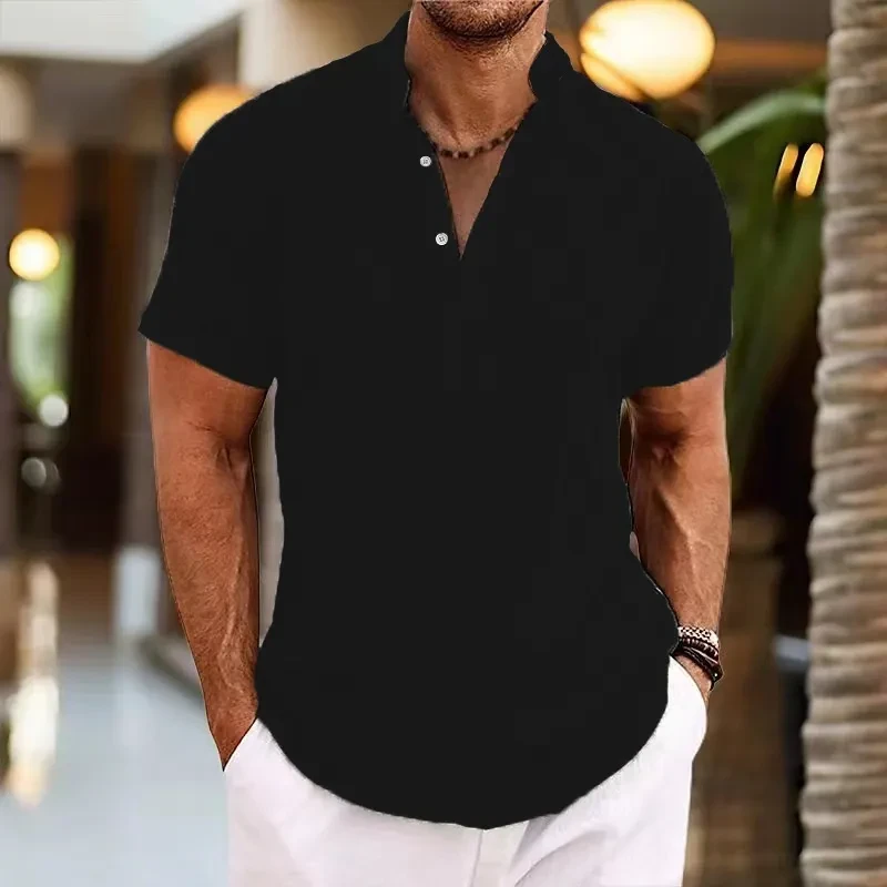 Stand Collar Short Sleeve Shirt