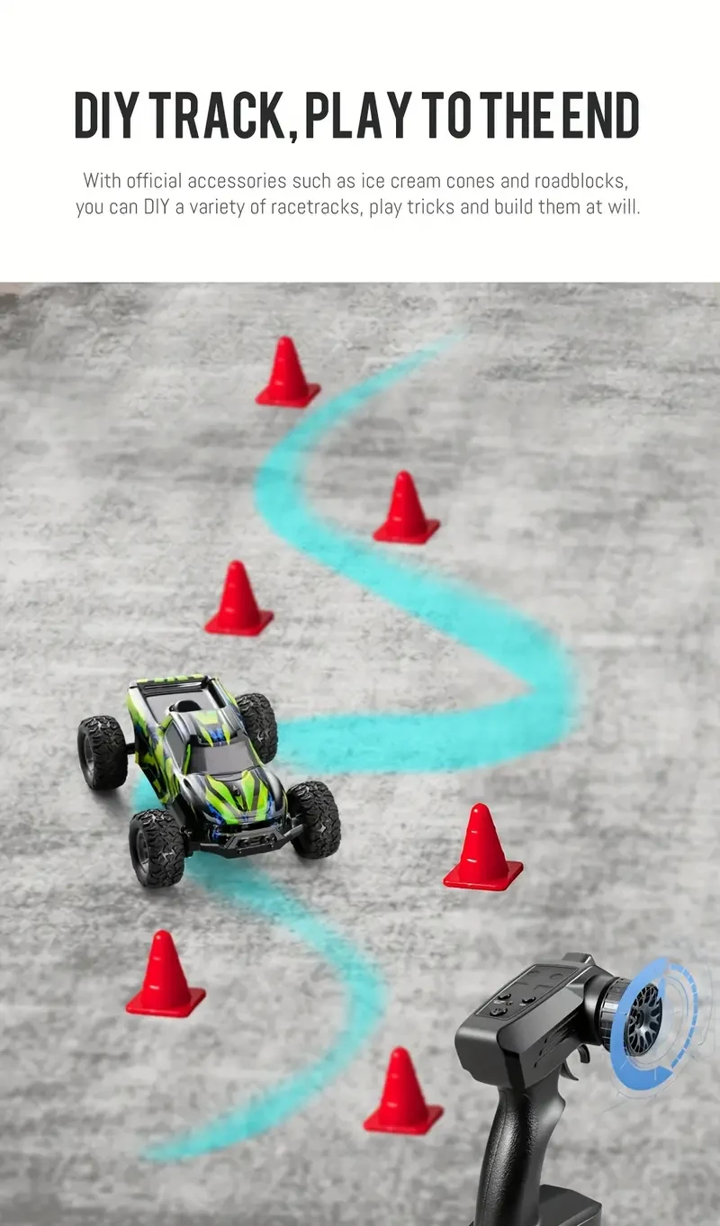 Scale High-Speed RC Off-Road Car - 20km/h Top Speed, 2.4Ghz, All-Terrain, Electric Toy Car with LED Lights - Ideal Christmas Gift for Boys and Girls, Perfect for Indoor and Outdoor Play