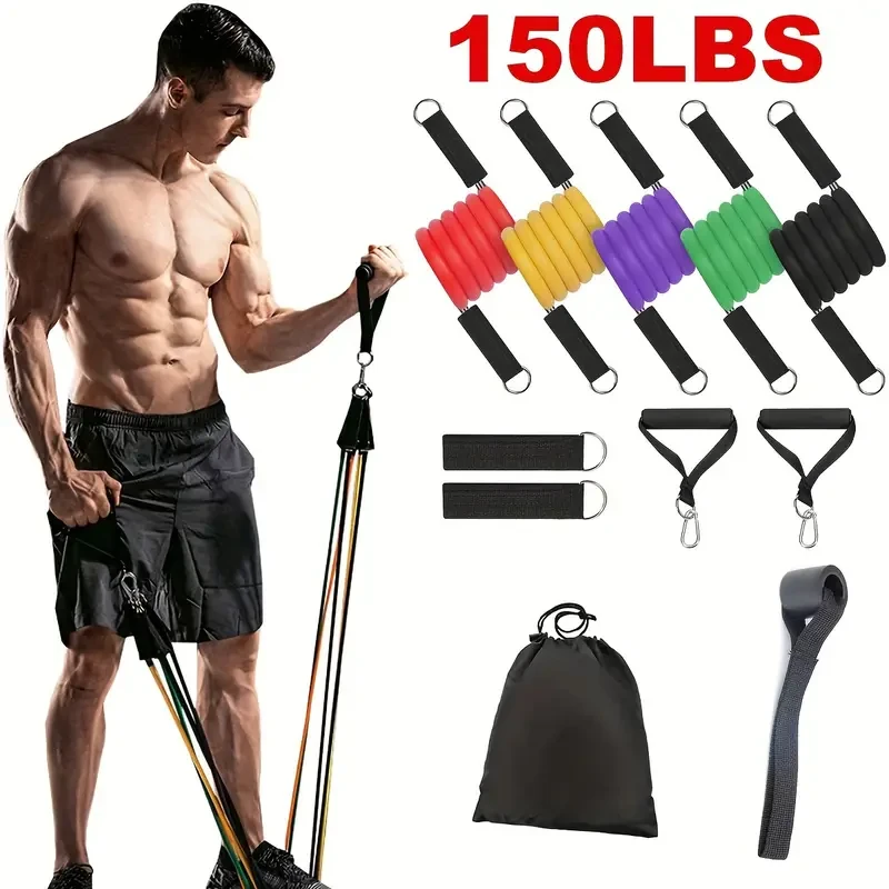 5 Color Resistance Bands Set For Home Workouts, Elastic Bands For Legs, Ankle, And Butt, Durable And Stackable