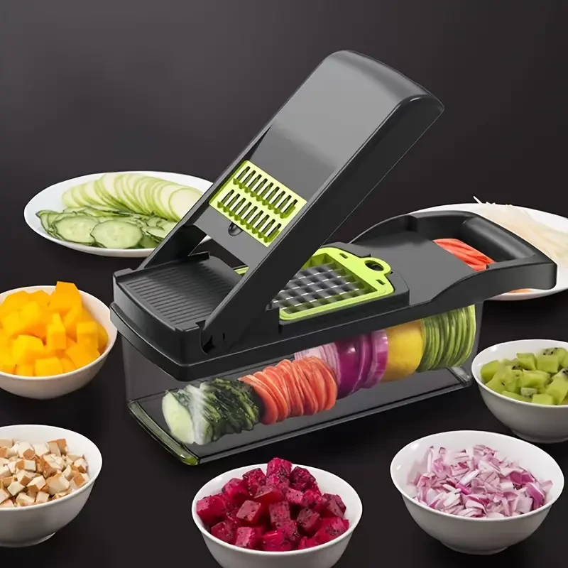 16-in-1 Multifunctional Vegetable Chopper  Manual Slicer & Dicer with Container