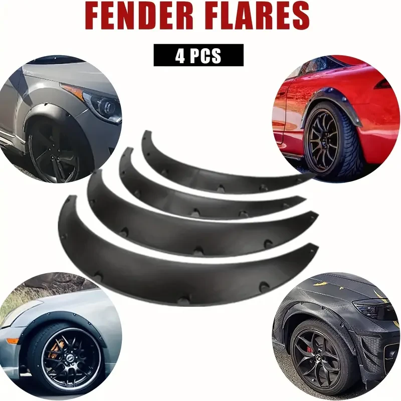 4pcs Car Wheel Arch Covers Polished Polyurethane Rear Extensions