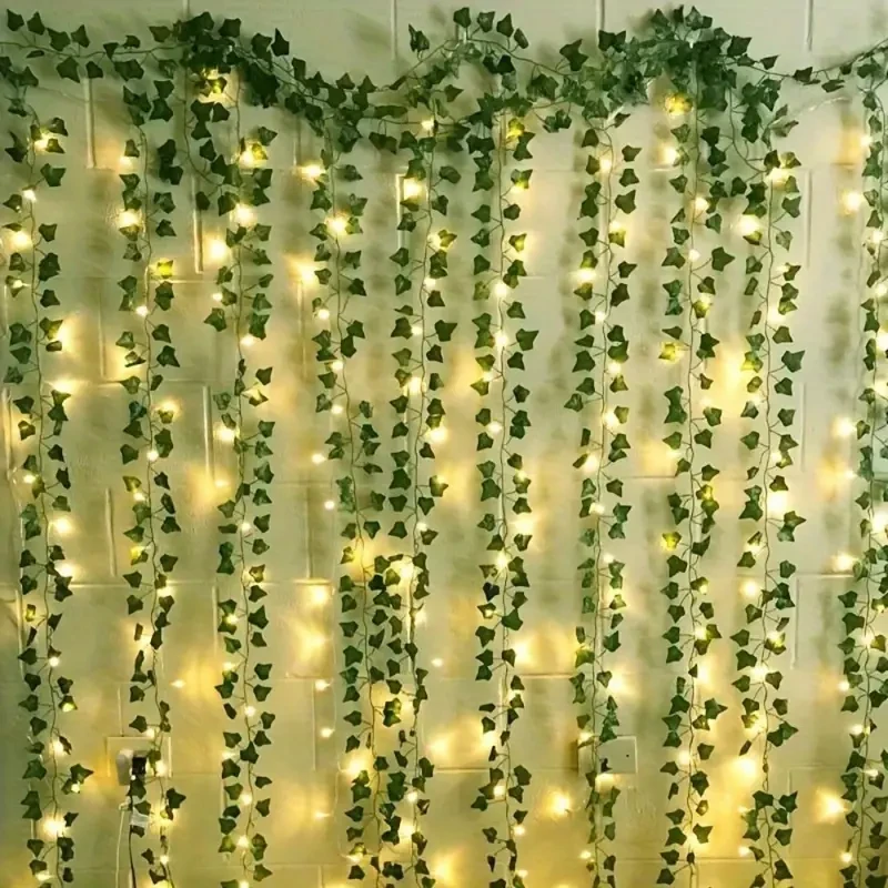 5.0m Artificial Ivy Leaf Plants with LED String Lights  Green Vine Garland