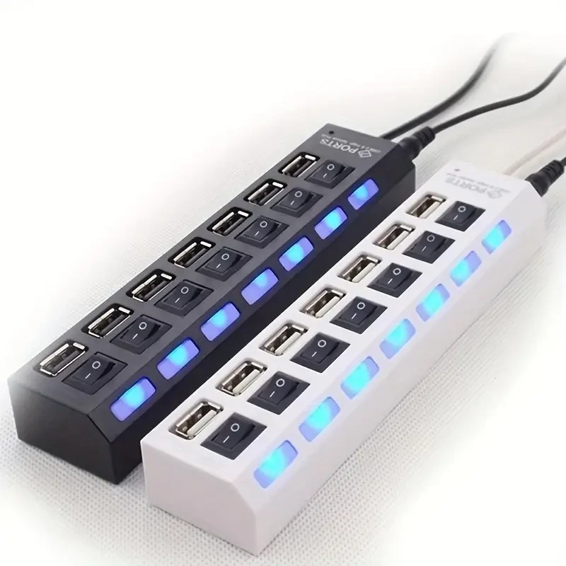 7 Ports LED USB 2.0 Adapter Hub