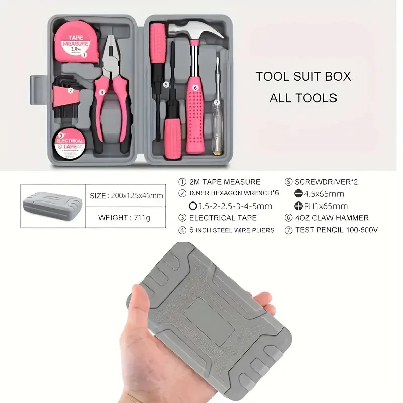 24-Piece Essential Household Hand Tool Kit DIY & Repair Set with Storage Case