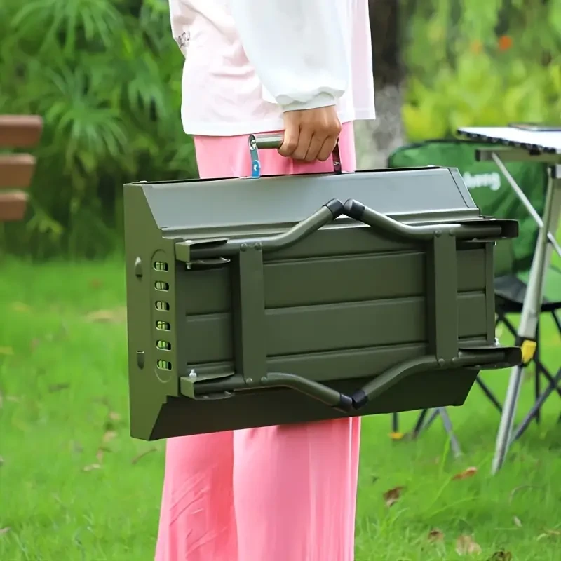 Large Foldable Charcoal BBQ Grill Portable Outdoor Barbecue Box