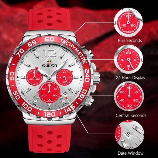 Men's Luminous Sports Breathable Hole Silicone Strap Six-pin Quartz Watch