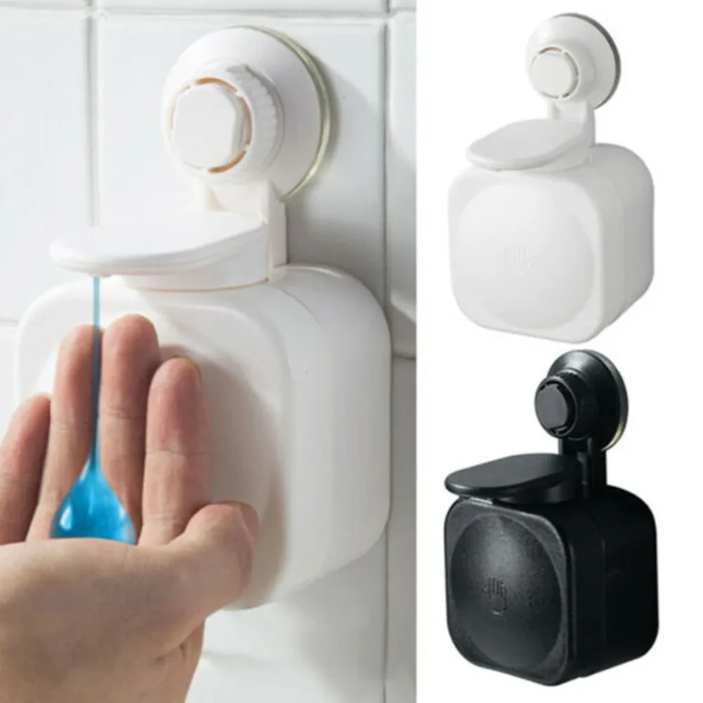 Bathroom Waterproof Wall Mount Liquid Soap Dispenser Portable Press Plastic Box