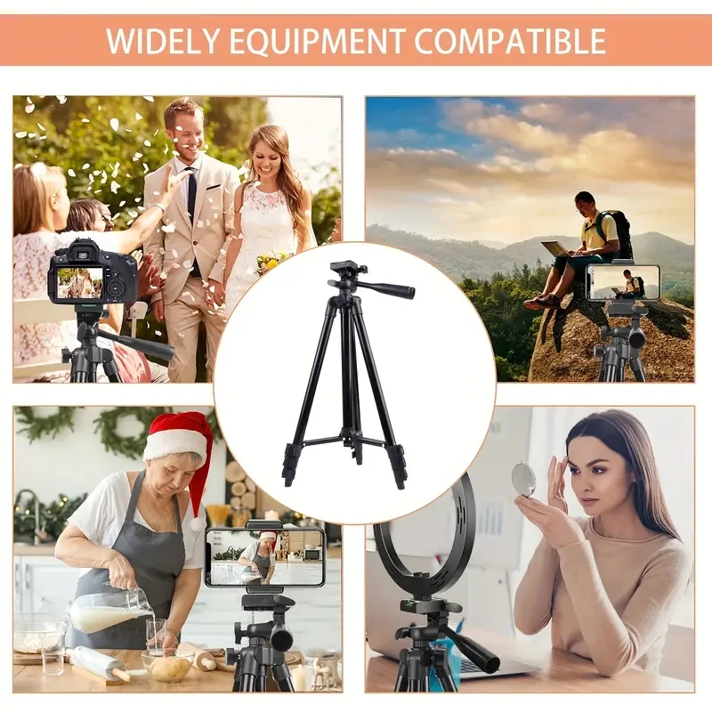 51" Adjustable Travel Tripod Phone Holder & Remote Control