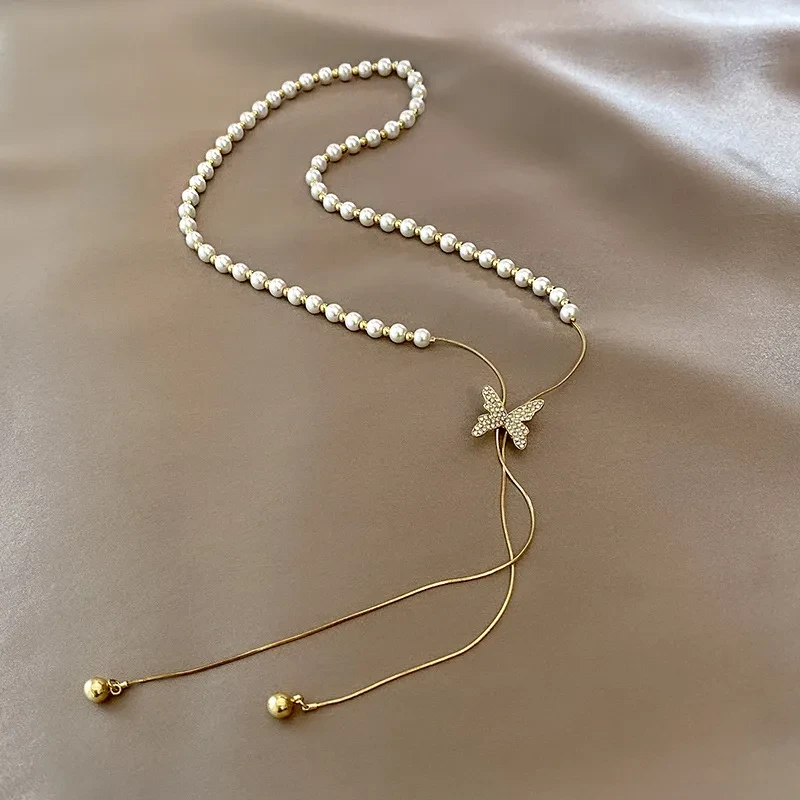 Pearl Butterfly Necklace Femininity Goddess Luxury
