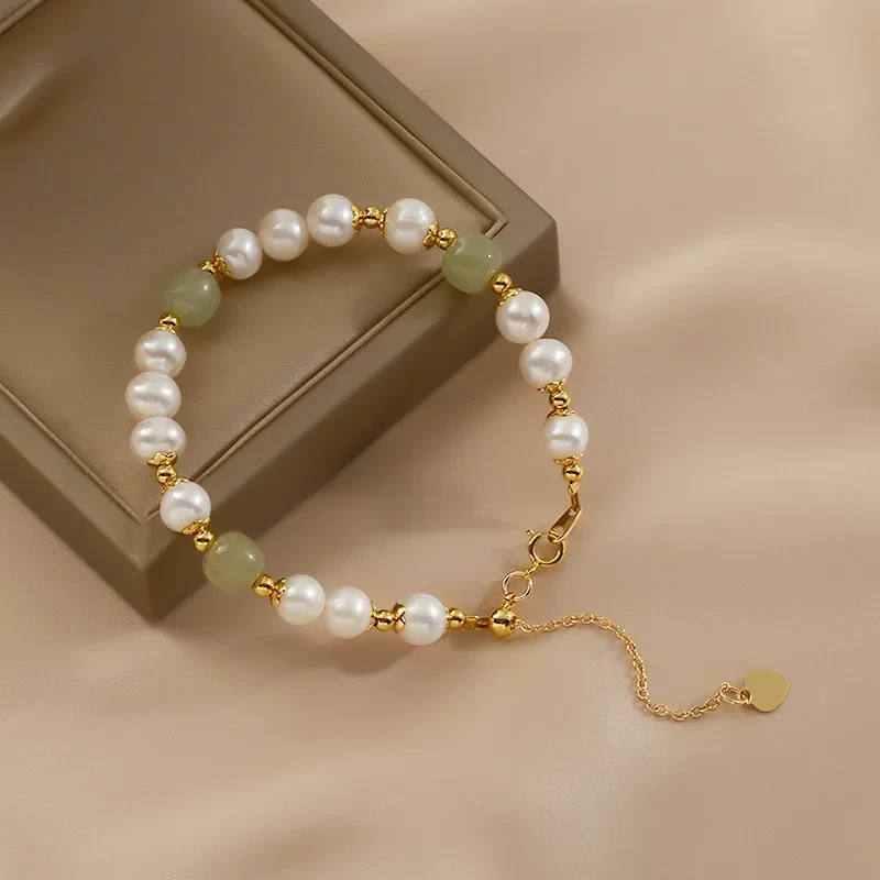 Simple And Luxury Natural Hotan Jade Pearl Bracelet