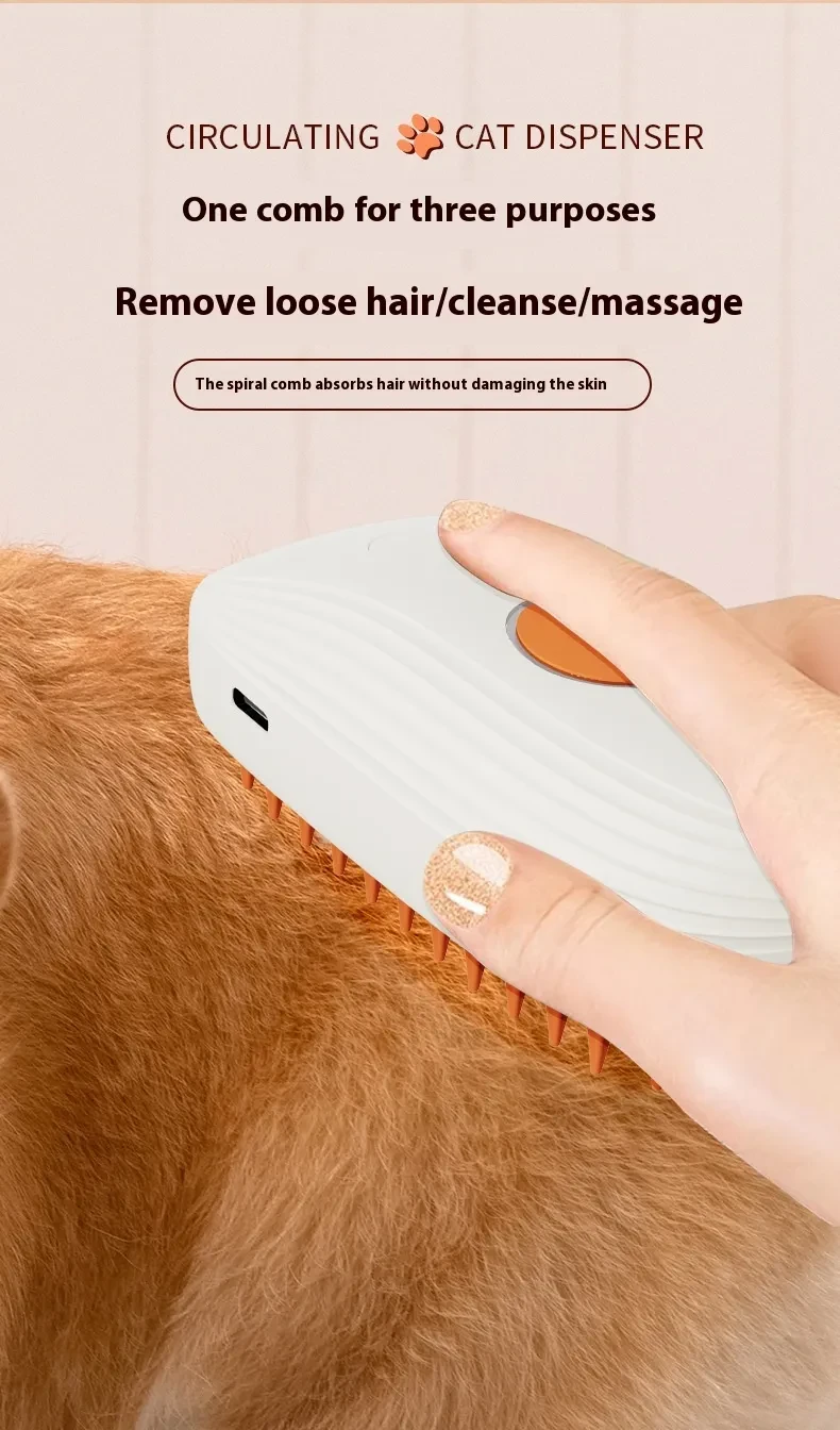 Pets Steam Brush Spray Massage Comb