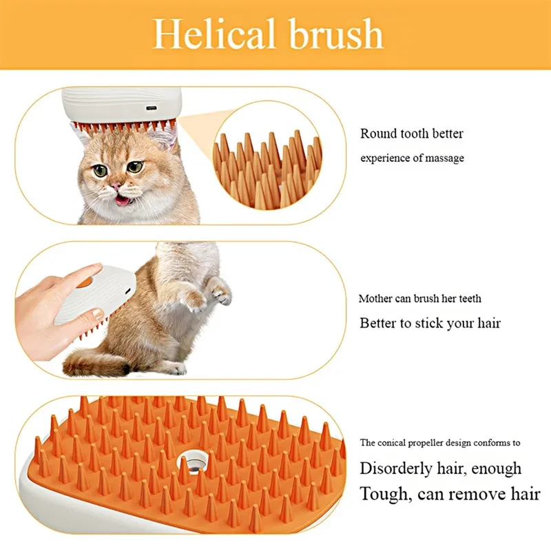 Pets Steam Brush Spray Massage Comb