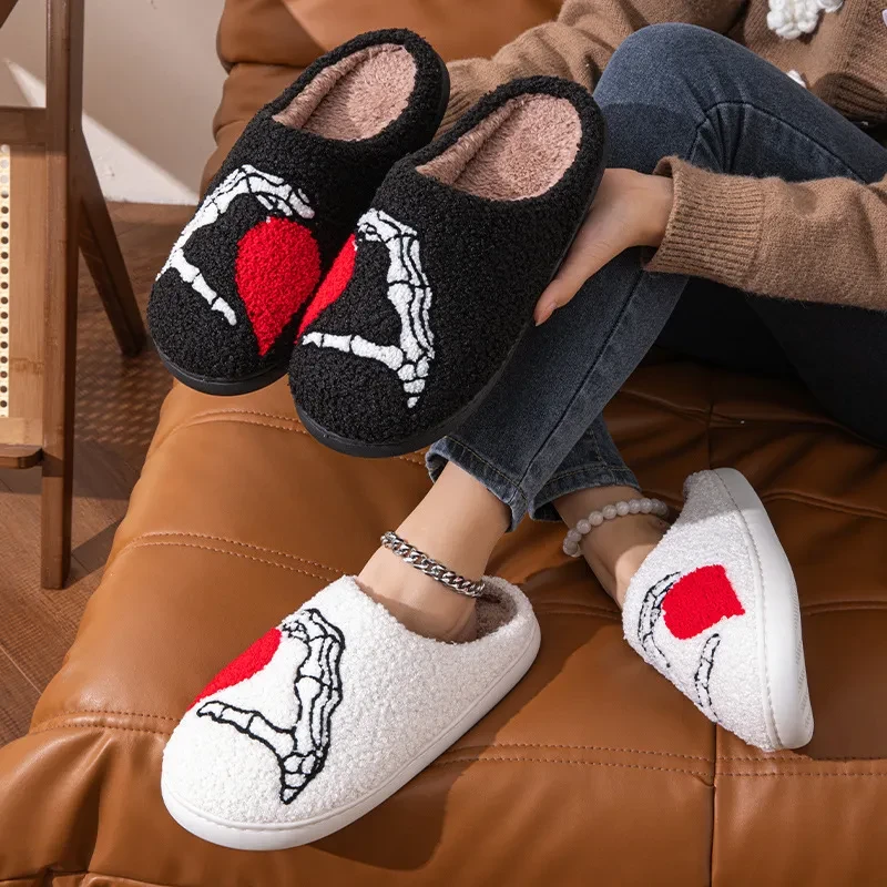 Funny Halloween Love Skull-hand Slippers Home Non-slip Soft Bottom Cotton