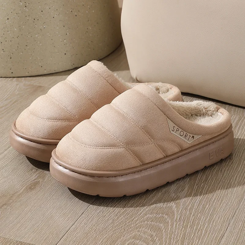 Fashion Solid Plush Slipper Winter Warm Indoor Floor Bedroom Home Slippers