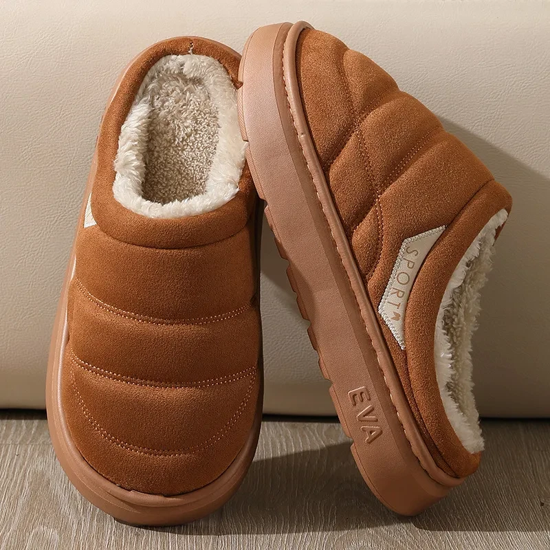 Fashion Solid Plush Slipper Winter Warm Indoor Floor Bedroom Home Slippers