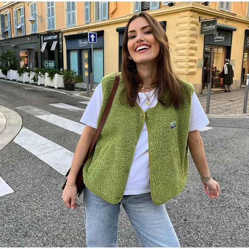 Fashion Single-breasted Vest Jacket Fall Winter Loose Outwear