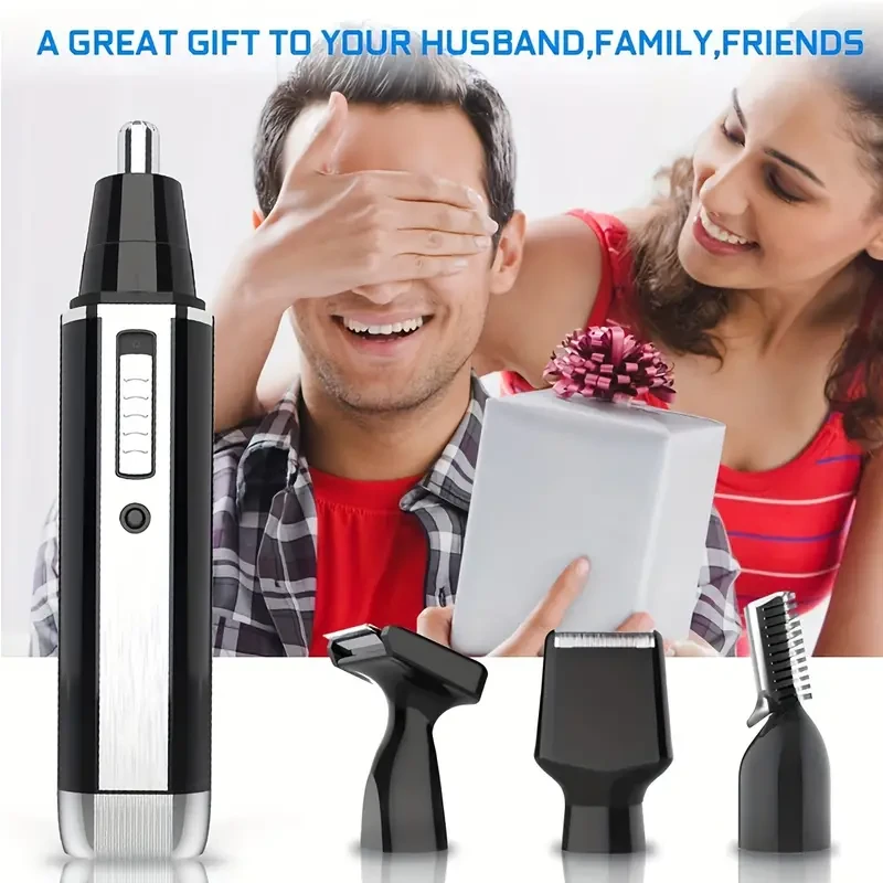 GERTZY 4-in-1 Rechargeable Electric Grooming Kit for Men & Women - Painless Nose, Beard, Eyebrow Trimmer with USB Charging - Perfect Holiday Gift