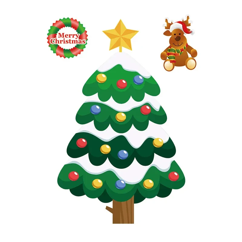 Christmas Glass Window Static Sticker Santa Claus Stickers Decoration Supplies