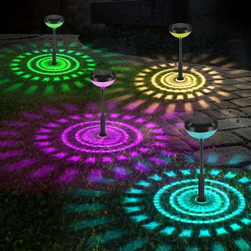 6pcs Solar Lawn Lights Warm & Color Decorative Pathway Lights