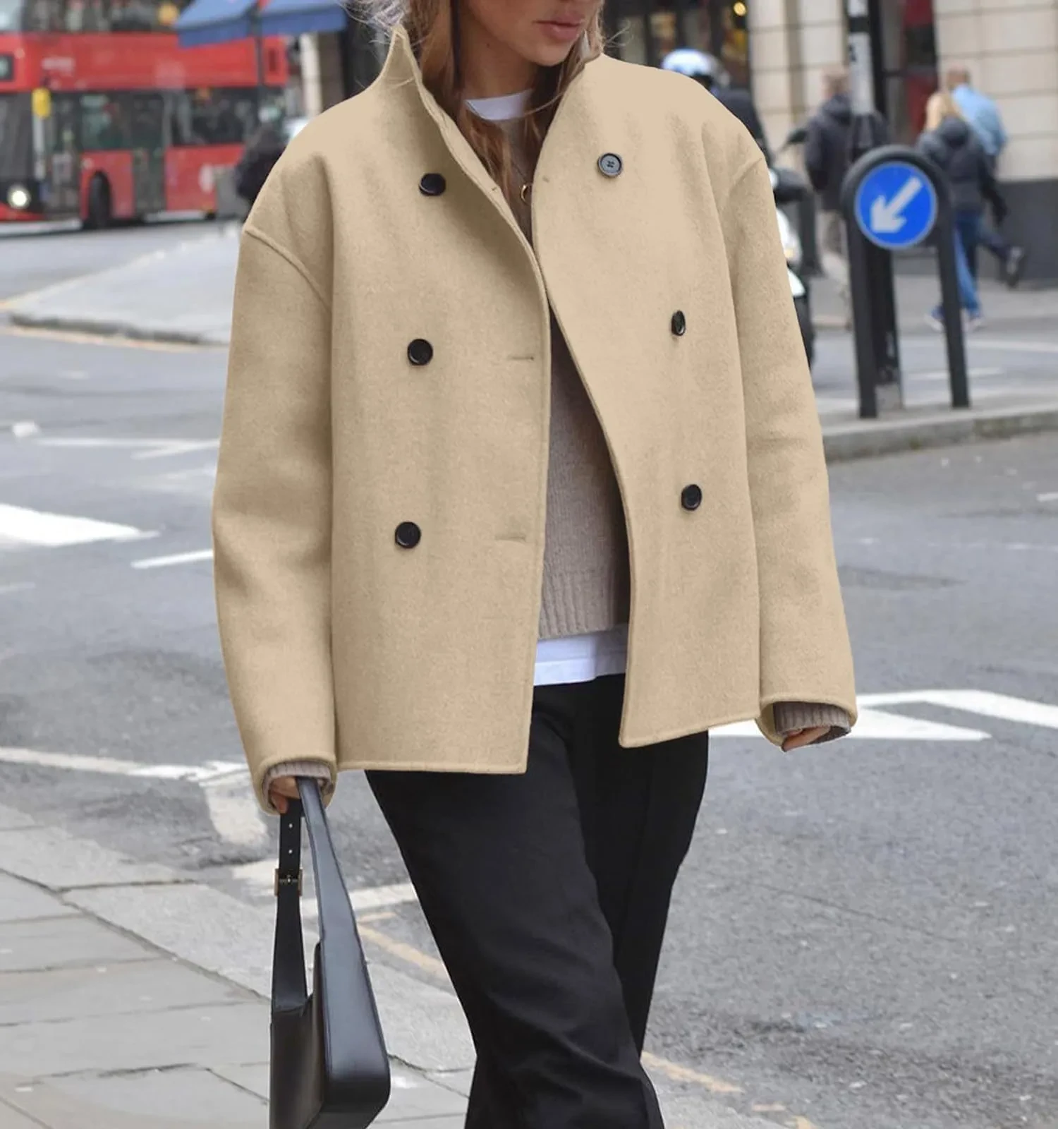 Three-row Button Short Plaids And Tweedst Coat Double-faced Woolen Goods