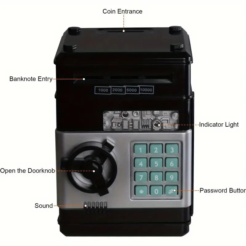 Electronic Coin Saving Bank Cash & Electronic Banking Features