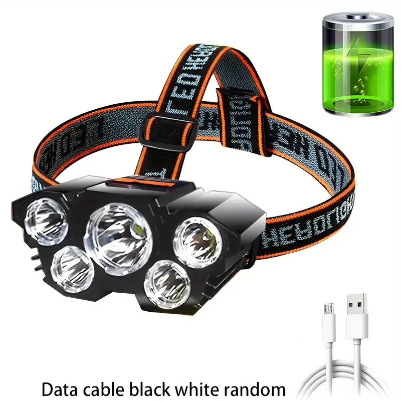 Super Bright 5 LED Rechargeable Headlamp Powerful Head Torch for Outdoor Use