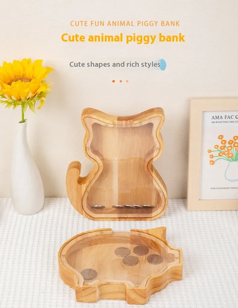 Wooden Jewelry Jar Creative Piggy Bank Crafts