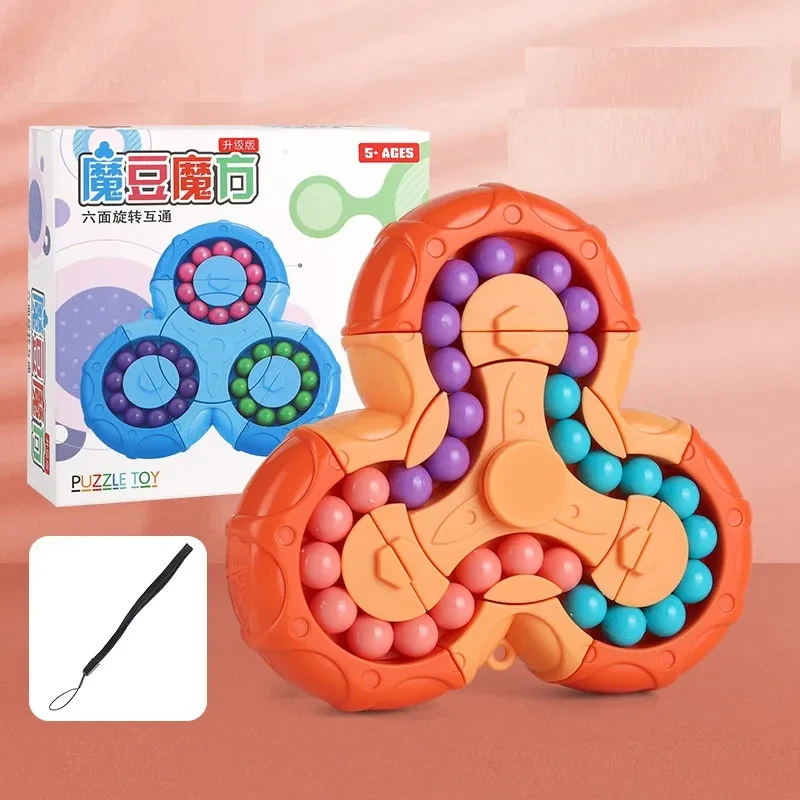 Rotating Magic Bean Cube Magic Bean Cube Toys Portable Double-Sided Ball Rotating Bean 3D Puzzles Education Toy For Kids Double Flip Handheld Puzzle Rings Stress Fidget Spinners Toys