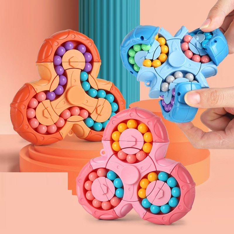 Rotating Magic Bean Cube Magic Bean Cube Toys Portable Double-Sided Ball Rotating Bean 3D Puzzles Education Toy For Kids Double Flip Handheld Puzzle Rings Stress Fidget Spinners Toys