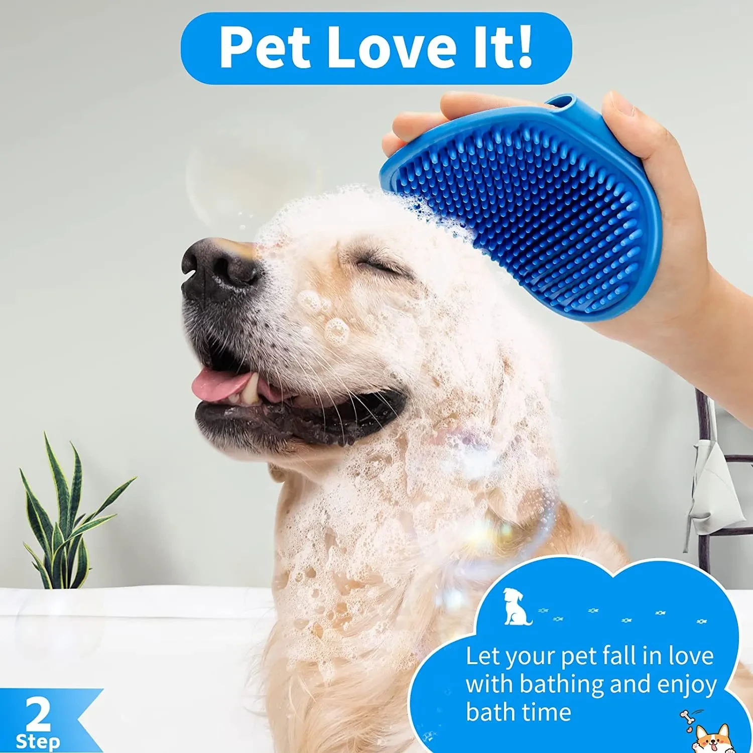 3-piece Set Dog Bath Brush Shampoo Brush Massage