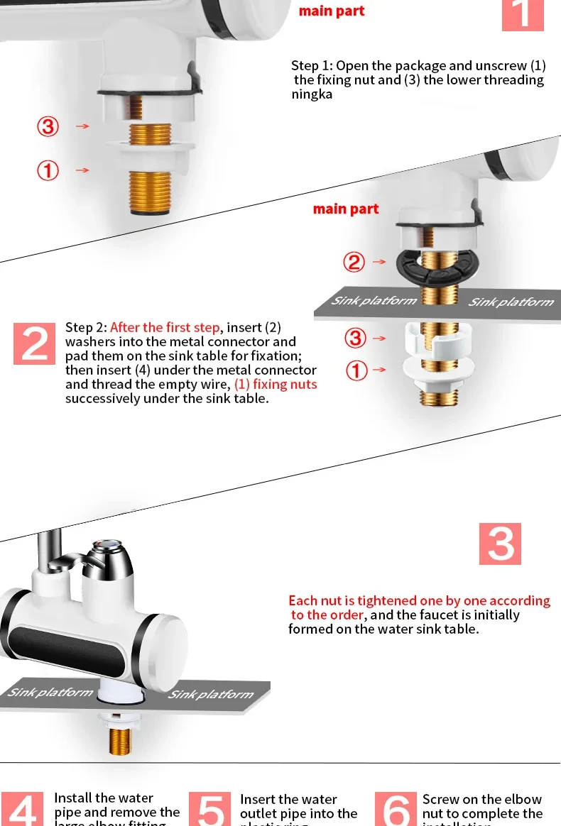 Kitchen Electric Water Tap Water Temperature Display