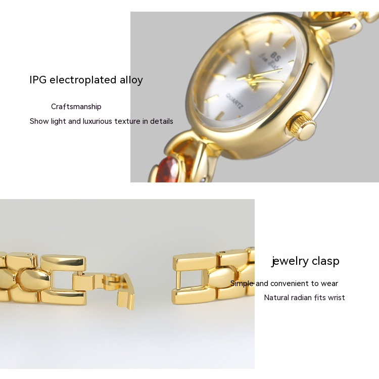 Mid-ancient Fashion Oval Colored Gems Rainbow Light Luxury Watch